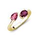 4 - Afra 1.70 ctw Pink Tourmaline Pear Shape (7x5 mm) & Rhodolite Garnet Oval Shape (7x5 mm) Toi Et Moi Engagement Ring 