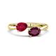 1 - Afra 1.95 ctw Ruby Pear Shape (7x5 mm) & Rhodolite Garnet Oval Shape (7x5 mm) Toi Et Moi Engagement Ring 