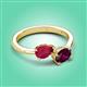 3 - Afra 1.95 ctw Ruby Pear Shape (7x5 mm) & Rhodolite Garnet Oval Shape (7x5 mm) Toi Et Moi Engagement Ring 