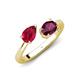4 - Afra 1.95 ctw Ruby Pear Shape (7x5 mm) & Rhodolite Garnet Oval Shape (7x5 mm) Toi Et Moi Engagement Ring 