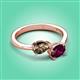 3 - Afra 1.65 ctw Smoky Quartz Pear Shape (7x5 mm) & Rhodolite Garnet Oval Shape (7x5 mm) Toi Et Moi Engagement Ring 