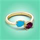 3 - Afra 1.35 ctw Turquoise Pear Shape (7x5 mm) & Rhodolite Garnet Oval Shape (7x5 mm) Toi Et Moi Engagement Ring 