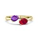 1 - Afra 1.55 ctw Amethyst Pear Shape (7x5 mm) & Ruby Oval Shape (7x5 mm) Toi Et Moi Engagement Ring 
