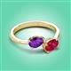 3 - Afra 1.55 ctw Amethyst Pear Shape (7x5 mm) & Ruby Oval Shape (7x5 mm) Toi Et Moi Engagement Ring 