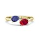 1 - Afra 1.50 ctw Iolite Pear Shape (7x5 mm) & Ruby Oval Shape (7x5 mm) Toi Et Moi Engagement Ring 