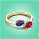 3 - Afra 1.50 ctw Iolite Pear Shape (7x5 mm) & Ruby Oval Shape (7x5 mm) Toi Et Moi Engagement Ring 