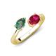 4 - Afra 1.76 ctw Lab Created Alexandrite Pear Shape (7x5 mm) & Ruby Oval Shape (7x5 mm) Toi Et Moi Engagement Ring 