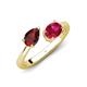 4 - Afra 1.80 ctw Red Garnet Pear Shape (7x5 mm) & Ruby Oval Shape (7x5 mm) Toi Et Moi Engagement Ring 