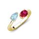 4 - Afra 1.50 ctw Aquamarine Pear Shape (7x5 mm) & Ruby Oval Shape (7x5 mm) Toi Et Moi Engagement Ring 