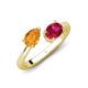 4 - Afra 1.55 ctw Citrine Pear Shape (7x5 mm) & Ruby Oval Shape (7x5 mm) Toi Et Moi Engagement Ring 