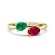 1 - Afra 1.70 ctw Emerald Pear Shape (7x5 mm) & Ruby Oval Shape (7x5 mm) Toi Et Moi Engagement Ring 