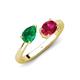 4 - Afra 1.70 ctw Emerald Pear Shape (7x5 mm) & Ruby Oval Shape (7x5 mm) Toi Et Moi Engagement Ring 