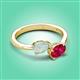 3 - Afra 1.25 ctw Opal Pear Shape (7x5 mm) & Ruby Oval Shape (7x5 mm) Toi Et Moi Engagement Ring 
