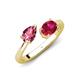 4 - Afra 1.60 ctw Pink Tourmaline Pear Shape (7x5 mm) & Ruby Oval Shape (7x5 mm) Toi Et Moi Engagement Ring 