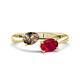 1 - Afra 1.55 ctw Smoky Quartz Pear Shape (7x5 mm) & Ruby Oval Shape (7x5 mm) Toi Et Moi Engagement Ring 