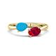 1 - Afra 1.25 ctw Turquoise Pear Shape (7x5 mm) & Ruby Oval Shape (7x5 mm) Toi Et Moi Engagement Ring 