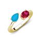 4 - Afra 1.25 ctw Turquoise Pear Shape (7x5 mm) & Ruby Oval Shape (7x5 mm) Toi Et Moi Engagement Ring 