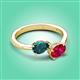 3 - Afra 1.75 ctw London Blue Topaz Pear Shape (7x5 mm) & Ruby Oval Shape (7x5 mm) Toi Et Moi Engagement Ring 