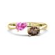 1 - Afra 1.65 ctw Pink Sapphire Pear Shape (7x5 mm) & Smoky Quartz Oval Shape (7x5 mm) Toi Et Moi Engagement Ring 
