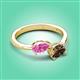 3 - Afra 1.65 ctw Pink Sapphire Pear Shape (7x5 mm) & Smoky Quartz Oval Shape (7x5 mm) Toi Et Moi Engagement Ring 