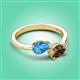 3 - Afra 1.60 ctw Blue Topaz Pear Shape (7x5 mm) & Smoky Quartz Oval Shape (7x5 mm) Toi Et Moi Engagement Ring 