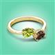 3 - Afra 1.55 ctw Peridot Pear Shape (7x5 mm) & Smoky Quartz Oval Shape (7x5 mm) Toi Et Moi Engagement Ring 