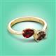 3 - Afra 1.65 ctw Red Garnet Pear Shape (7x5 mm) & Smoky Quartz Oval Shape (7x5 mm) Toi Et Moi Engagement Ring 