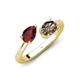 4 - Afra 1.65 ctw Red Garnet Pear Shape (7x5 mm) & Smoky Quartz Oval Shape (7x5 mm) Toi Et Moi Engagement Ring 