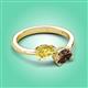 3 - Afra 1.65 ctw Yellow Sapphire Pear Shape (7x5 mm) & Smoky Quartz Oval Shape (7x5 mm) Toi Et Moi Engagement Ring 
