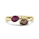 1 - Afra 1.65 ctw Rhodolite Garnet Pear Shape (7x5 mm) & Smoky Quartz Oval Shape (7x5 mm) Toi Et Moi Engagement Ring 