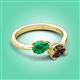 3 - Afra 1.55 ctw Emerald Pear Shape (7x5 mm) & Smoky Quartz Oval Shape (7x5 mm) Toi Et Moi Engagement Ring 