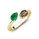 4 - Afra 1.55 ctw Emerald Pear Shape (7x5 mm) & Smoky Quartz Oval Shape (7x5 mm) Toi Et Moi Engagement Ring 