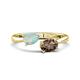 1 - Afra 1.10 ctw Opal Pear Shape (7x5 mm) & Smoky Quartz Oval Shape (7x5 mm) Toi Et Moi Engagement Ring 