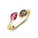 4 - Afra 1.45 ctw Pink Tourmaline Pear Shape (7x5 mm) & Smoky Quartz Oval Shape (7x5 mm) Toi Et Moi Engagement Ring 
