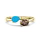 1 - Afra 1.10 ctw Turquoise Pear Shape (7x5 mm) & Smoky Quartz Oval Shape (7x5 mm) Toi Et Moi Engagement Ring 