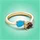3 - Afra 1.10 ctw Turquoise Pear Shape (7x5 mm) & Smoky Quartz Oval Shape (7x5 mm) Toi Et Moi Engagement Ring 