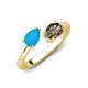 4 - Afra 1.10 ctw Turquoise Pear Shape (7x5 mm) & Smoky Quartz Oval Shape (7x5 mm) Toi Et Moi Engagement Ring 