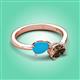 3 - Afra 1.10 ctw Turquoise Pear Shape (7x5 mm) & Smoky Quartz Oval Shape (7x5 mm) Toi Et Moi Engagement Ring 