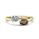 1 - Afra 1.65 ctw White Sapphire Pear Shape (7x5 mm) & Smoky Quartz Oval Shape (7x5 mm) Toi Et Moi Engagement Ring 
