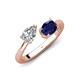 4 - Afra 1.70 ctw GIA Certified Natural Diamond  Pear Shape (7x5 mm) & Blue Sapphire Oval Shape (7x5 mm) Toi Et Moi Engagement Ring 