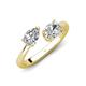 4 - Afra 1.65 ctw GIA Certified Natural Diamond  Pear Shape (7x5 mm) & Moissanite Oval Shape (7x5 mm) Toi Et Moi Engagement Ring 