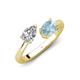 4 - Afra 1.52 ctw GIA Certified Natural Diamond  Pear Shape (7x5 mm) & Aquamarine Oval Shape (7x5 mm) Toi Et Moi Engagement Ring 