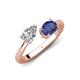 4 - Afra 1.47 ctw GIA Certified Natural Diamond  Pear Shape (7x5 mm) & Iolite Oval Shape (7x5 mm) Toi Et Moi Engagement Ring 