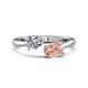 1 - Afra 1.55 ctw GIA Certified Natural Diamond  Pear Shape (7x5 mm) & Morganite Oval Shape (7x5 mm) Toi Et Moi Engagement Ring 