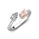 4 - Afra 1.55 ctw GIA Certified Natural Diamond  Pear Shape (7x5 mm) & Morganite Oval Shape (7x5 mm) Toi Et Moi Engagement Ring 