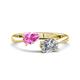 1 - Afra 1.75 ctw Pink Sapphire Pear Shape (7x5 mm) & Moissanite Oval Shape (7x5 mm) Toi Et Moi Engagement Ring 