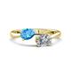 1 - Afra 1.70 ctw Blue Topaz Pear Shape (7x5 mm) & Moissanite Oval Shape (7x5 mm) Toi Et Moi Engagement Ring 