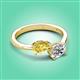 3 - Afra 1.75 ctw Yellow Sapphire Pear Shape (7x5 mm) & Moissanite Oval Shape (7x5 mm) Toi Et Moi Engagement Ring 