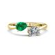 1 - Afra 1.65 ctw Emerald Pear Shape (7x5 mm) & Moissanite Oval Shape (7x5 mm) Toi Et Moi Engagement Ring 