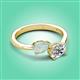 3 - Afra 1.20 ctw Opal Pear Shape (7x5 mm) & Moissanite Oval Shape (7x5 mm) Toi Et Moi Engagement Ring 